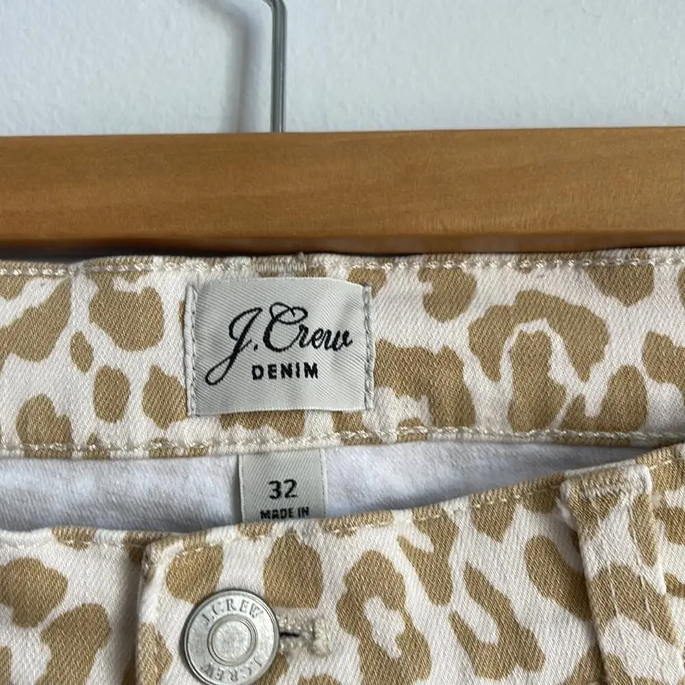 J. Crew 10” high rise toothpick leopard print skinny jeans sz 32